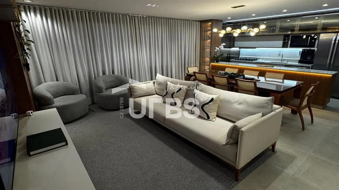 Fachada do Apartamento mobiliado à venda no Alive Bueno, Setor Bueno, Goiânia – porteira fechada, com total conforto e sofisticação.