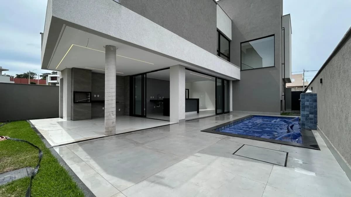 Fachada do Sobrado no Jardins Barcelona | 215m² | 4 Suítes | Piscina