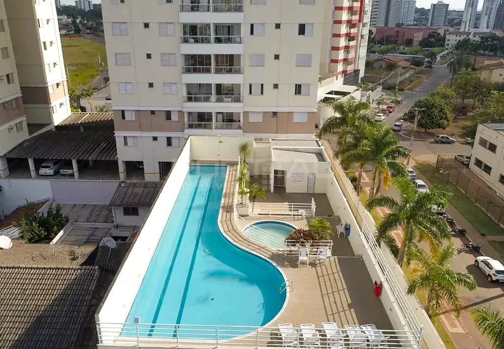 Fachada do Apartamento no Residencial Lourenzzo Del Parco | 75m² | 3 Quartos | Parque Amazônia | Mobiliado