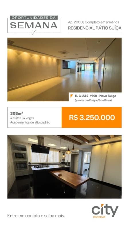 Fachada do Apartamento no Pátio Nova Suíça | 308m² e 4 Suítes