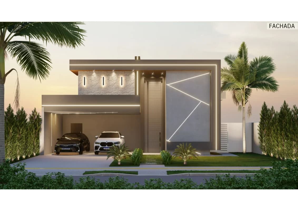 Fachada do Casa à Venda no Portal do Sol Garden Goiânia: 4 Suítes e Lazer