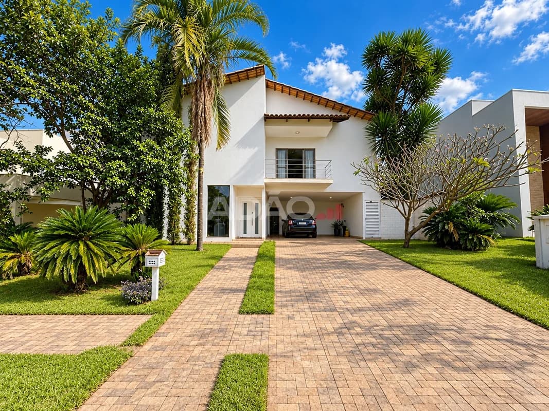 Fachada do Sobrado no Alphaville Goiás, Goiânia | 352m² | 4 Suítes | Adega Climatizada