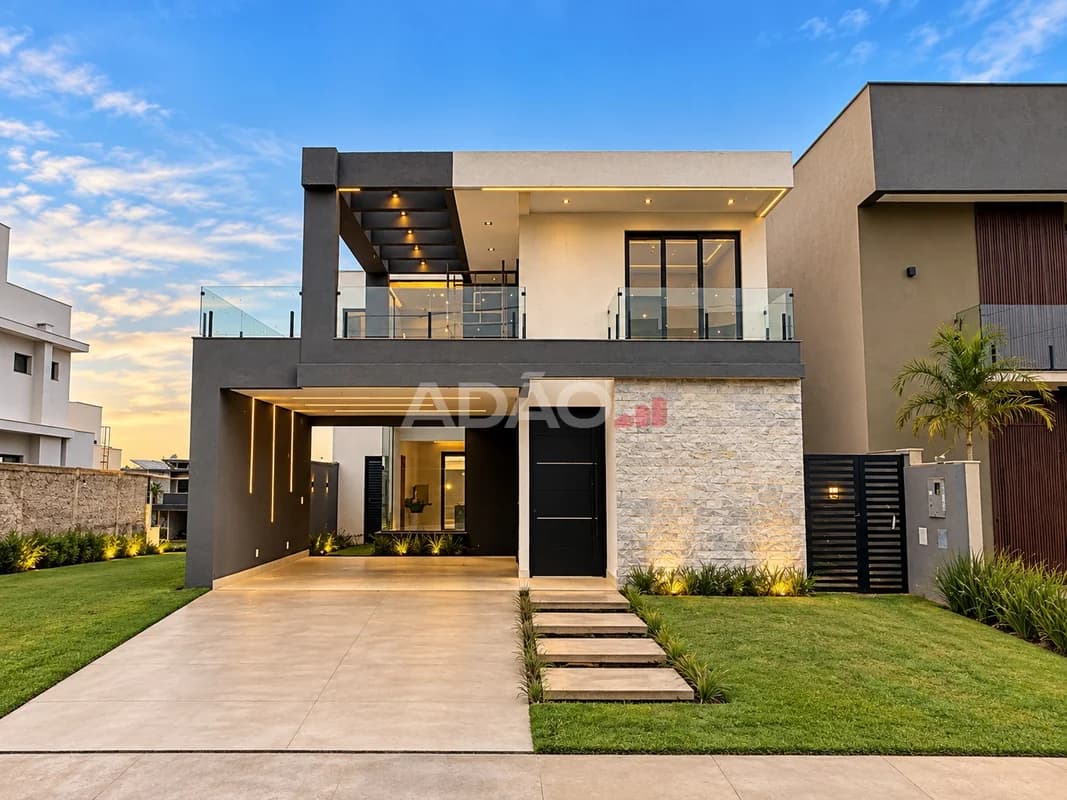 Fachada do Sobrado no Jardins Capri | 218 m², 3 Suítes e Piscina com Hidromassagem