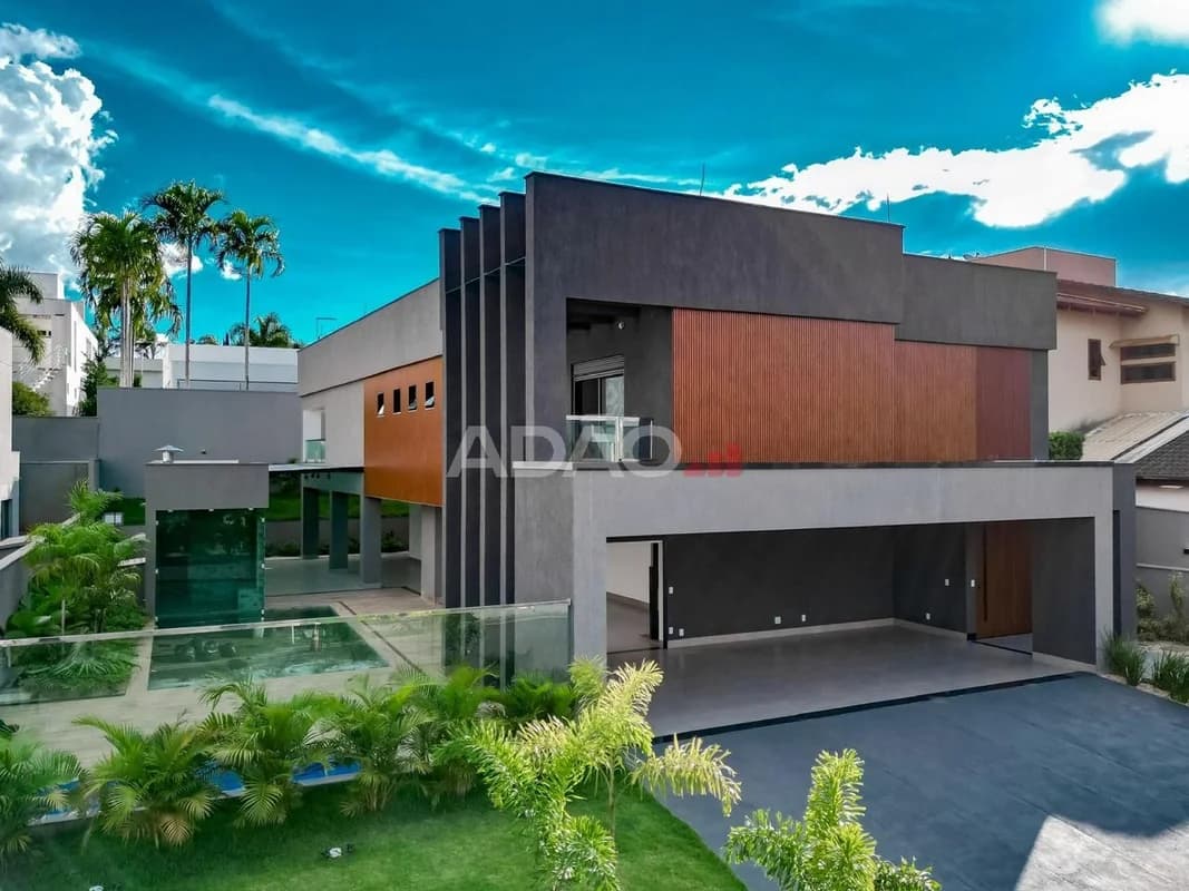 Fachada do Sobrado no Alphaville Ipês | 544 m², 5 Suítes e Lazer Privativo