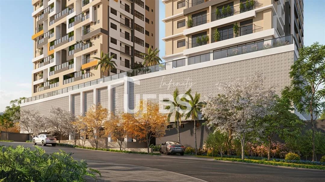 Fachada do Flat Exclusivo Emirates Parque Flamboyant – Jardim Goiás